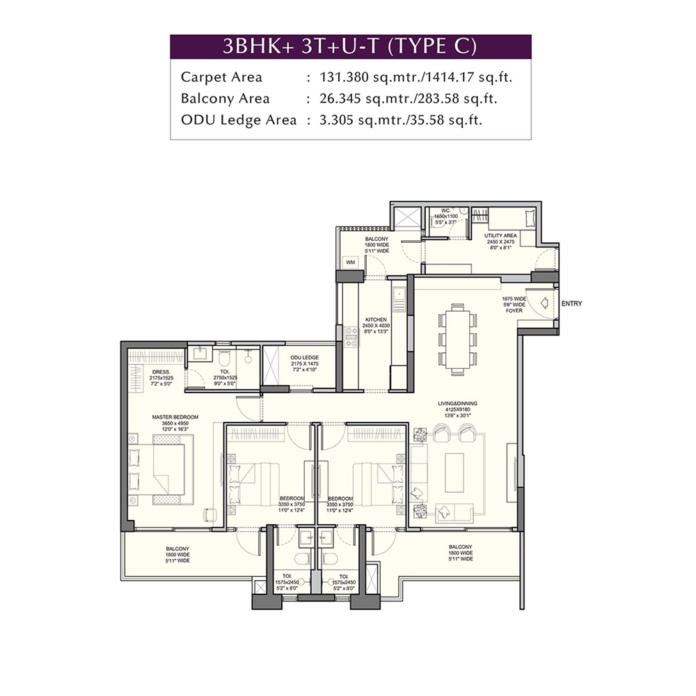 3 BHK 21,65 Sq.ft