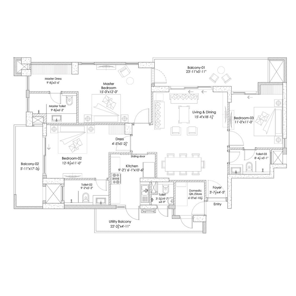 3 BHK 2200 Sq. Ft.
