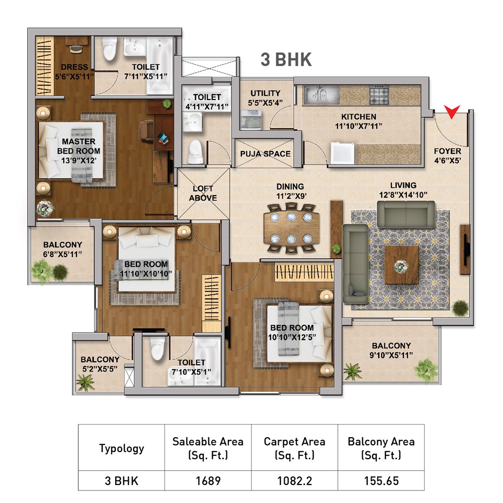 3 BHK 3457 sq. ft.