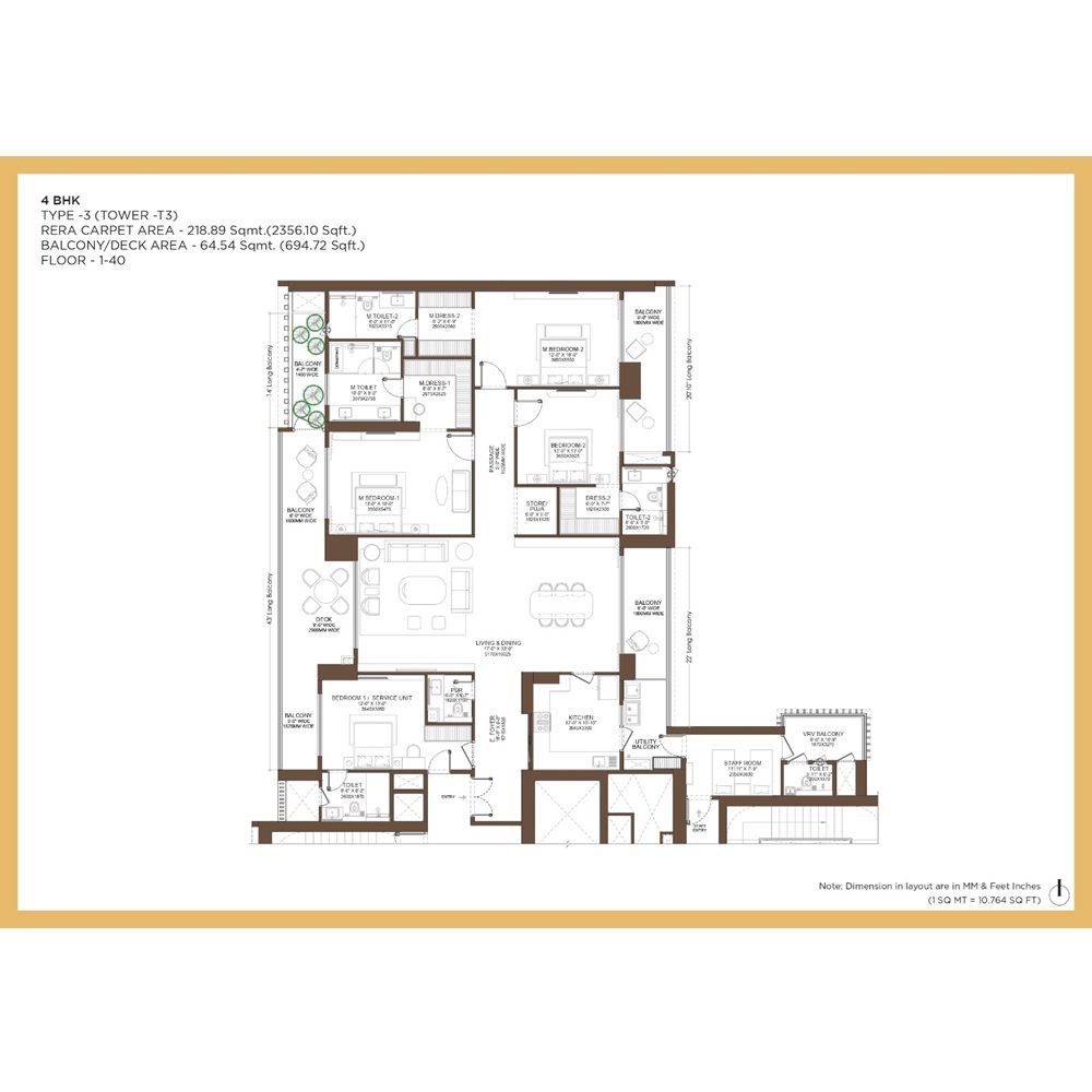 3 BHK 4200-4300 Sq.Ft.