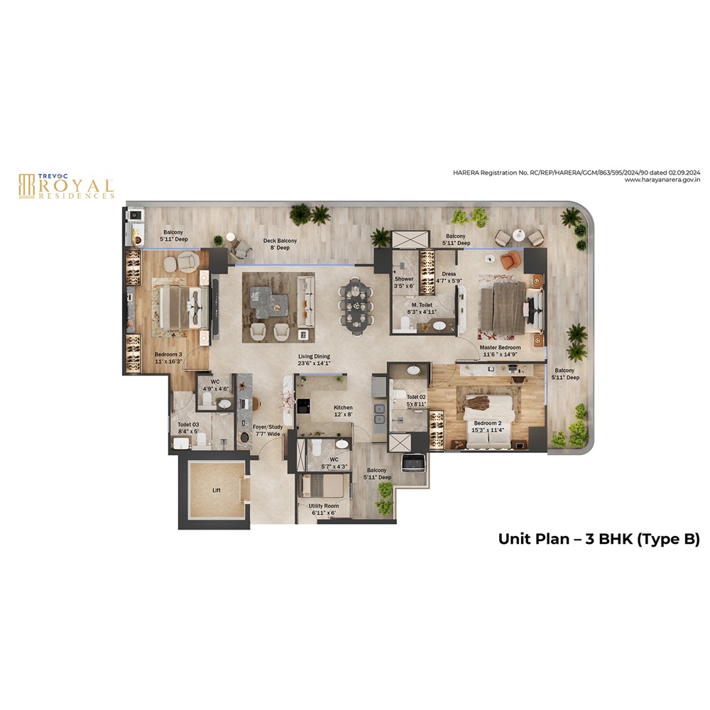 3 BHK Type B 2642 Sq.Ft