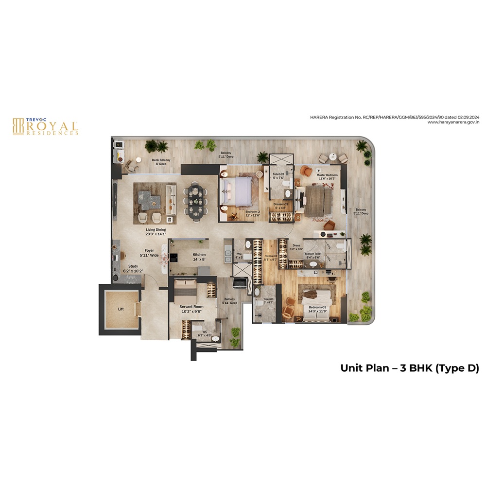 3 BHK Type D 2957 Sq. Ft