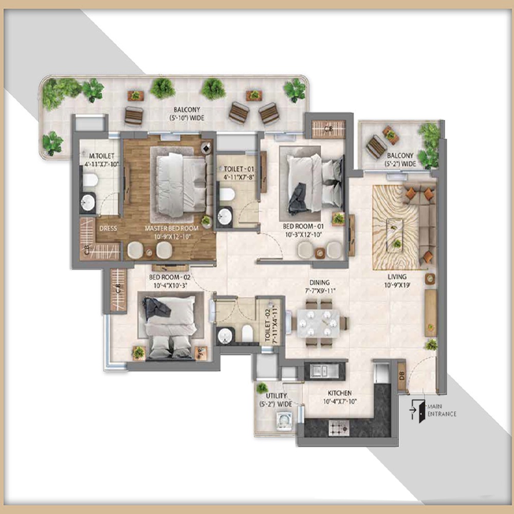 3BHK Type 3 1774 Sq.ft.