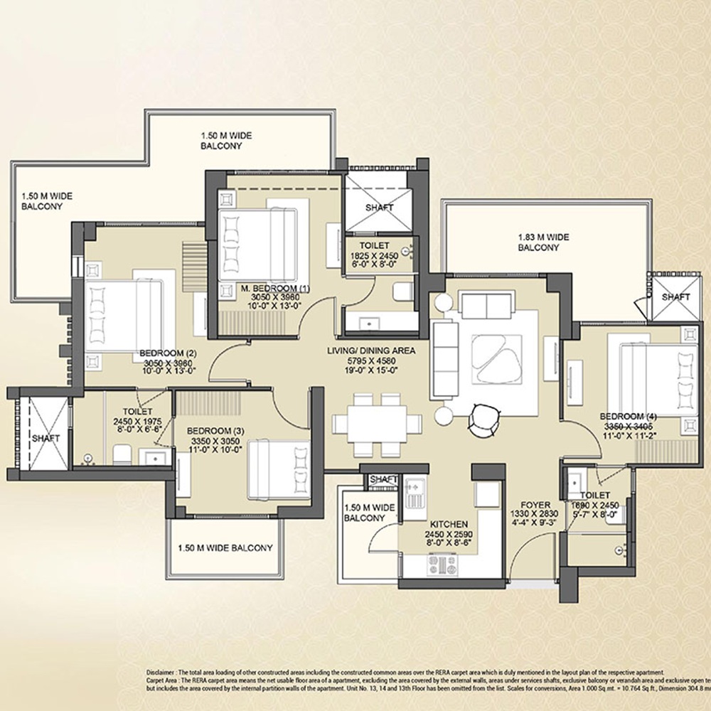 4 BHK = 1062 Sq.Ft.