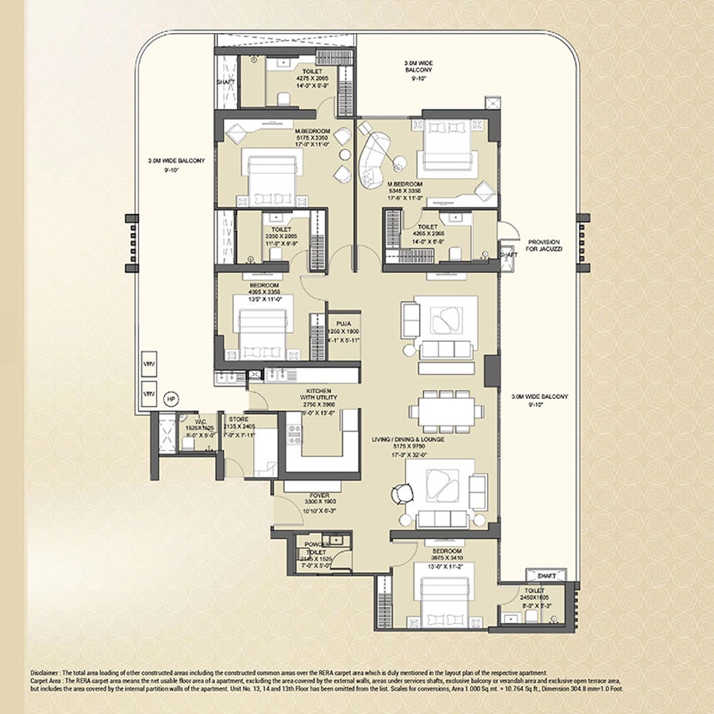4BHK = 2076 Sq. Ft.