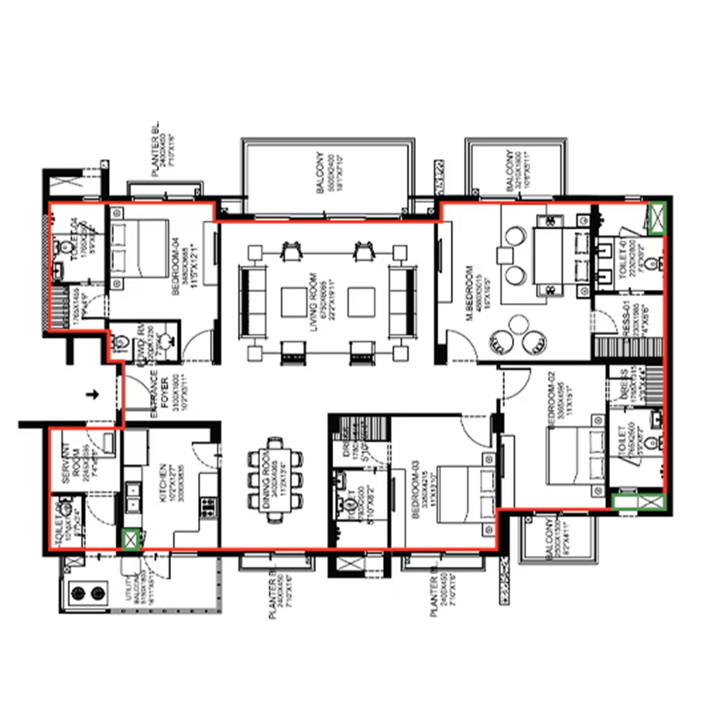 4bhk 3809 - 4112 Sq.ft.