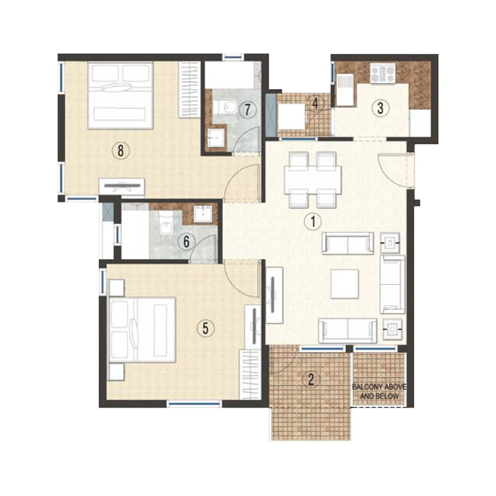 2 BHK 1115 Sq.Ft.