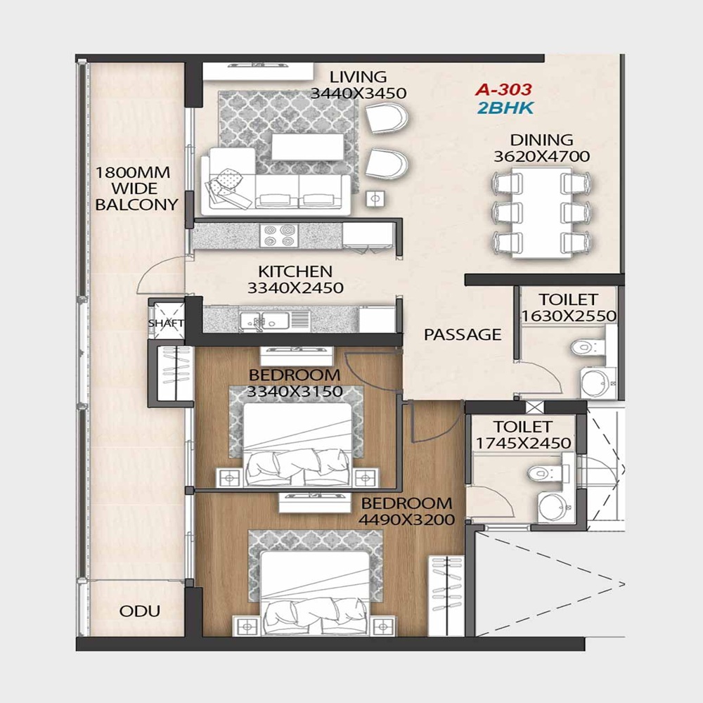 2 BHK 1732 Sq.Ft.