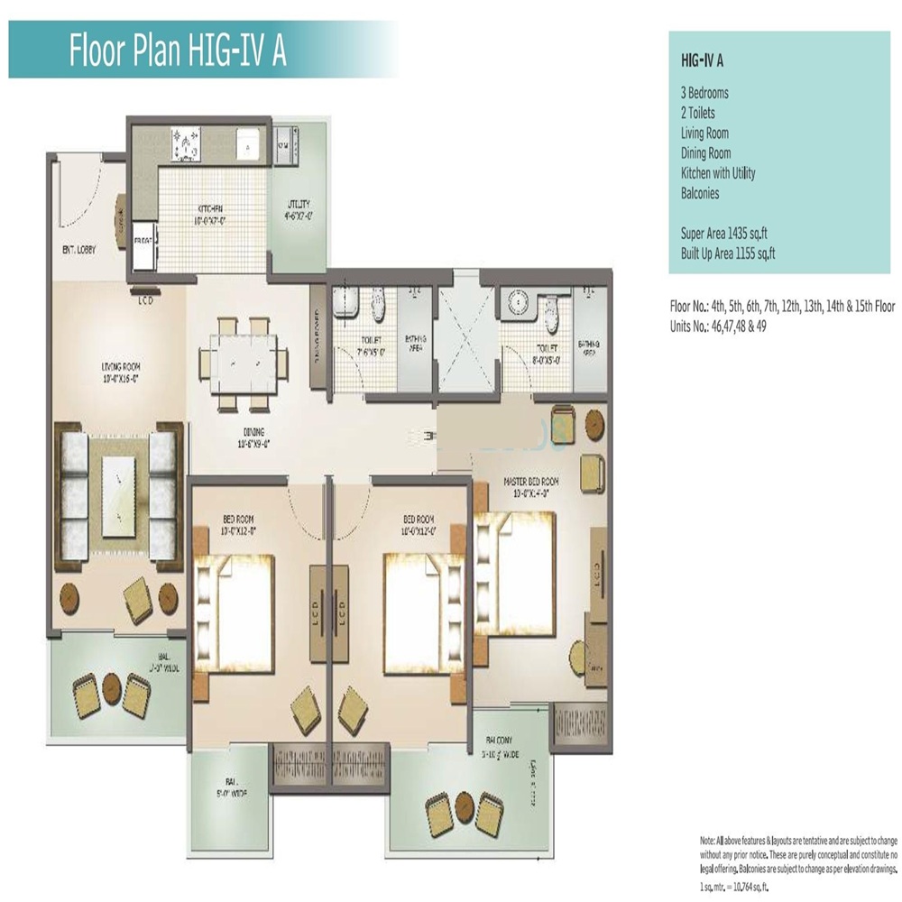 3 BHK 1435 Sq.Ft.