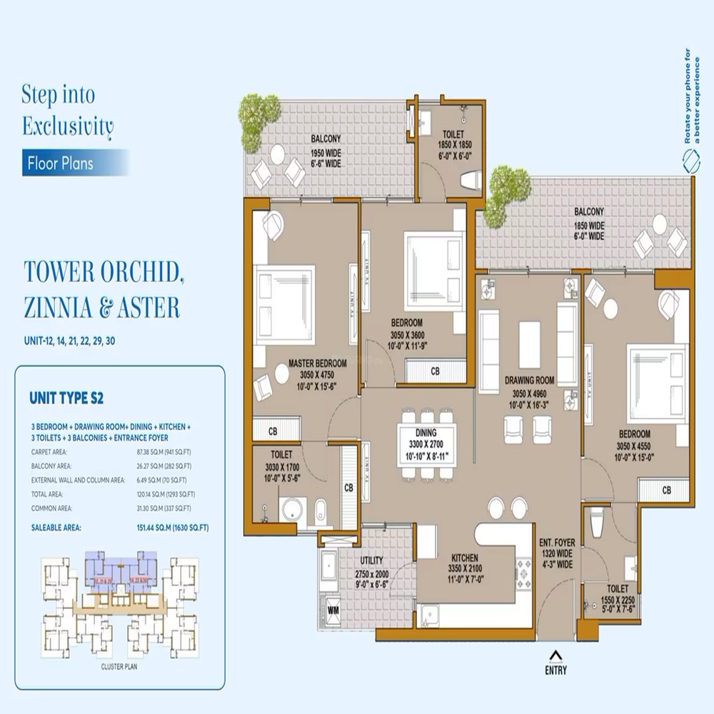 3 BHK 1630 Sq.Ft.