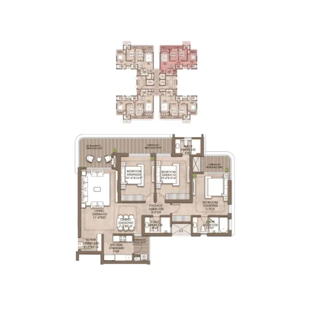 3 BHK 1700 Sq.Ft.