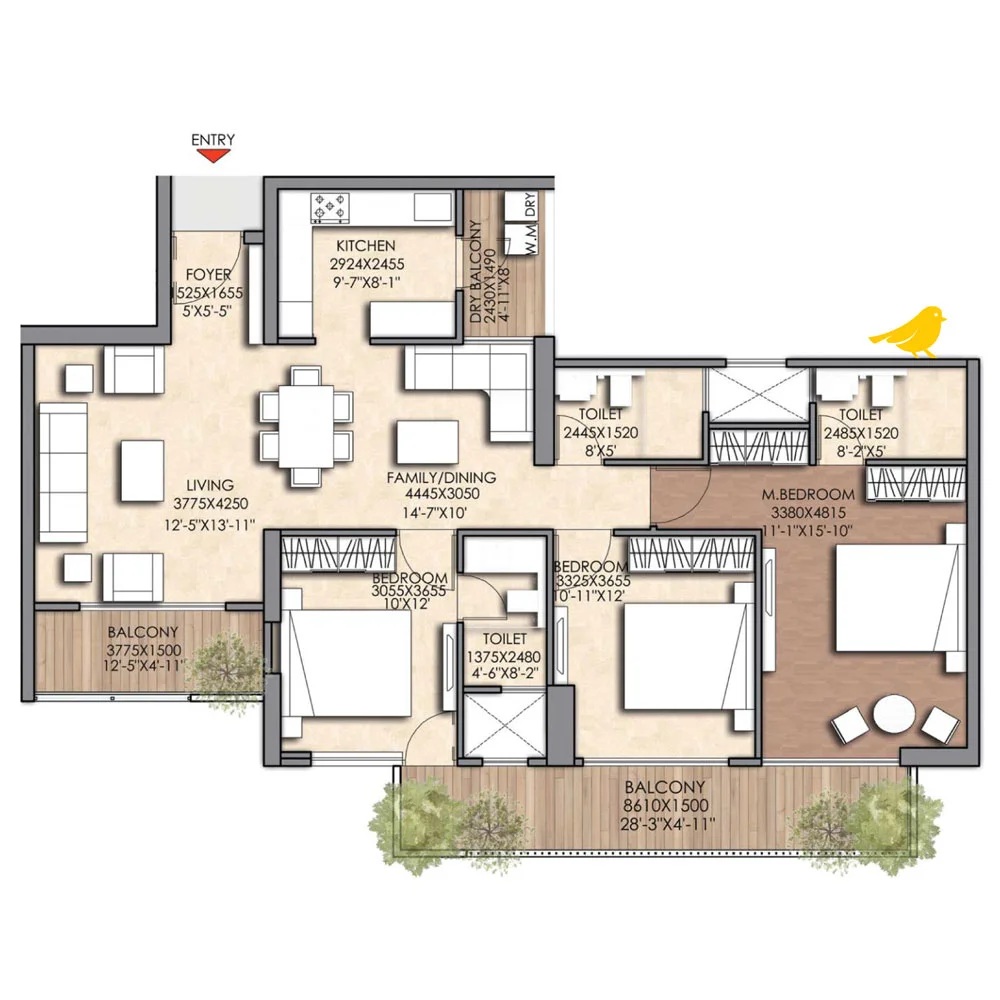 3 BHK 1700 Sq.Ft.