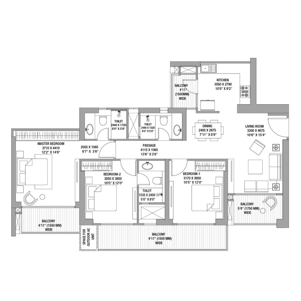 3 BHK 1754 Sq.Ft.