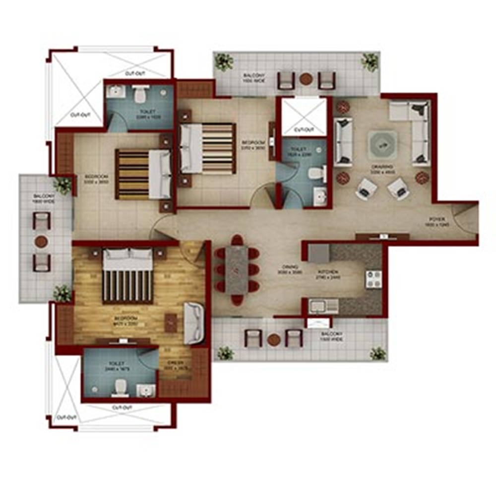 3 BHK 1980 Sq.Ft.