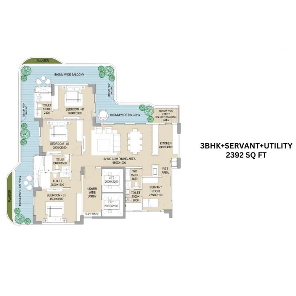 3 BHK 2392 Sq. Ft.