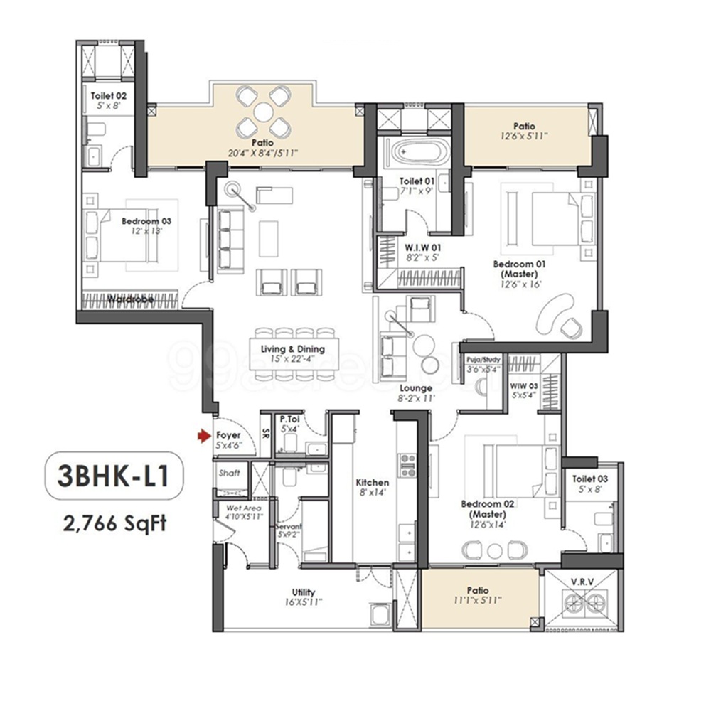 3 BHK 2766 Sq. Ft.