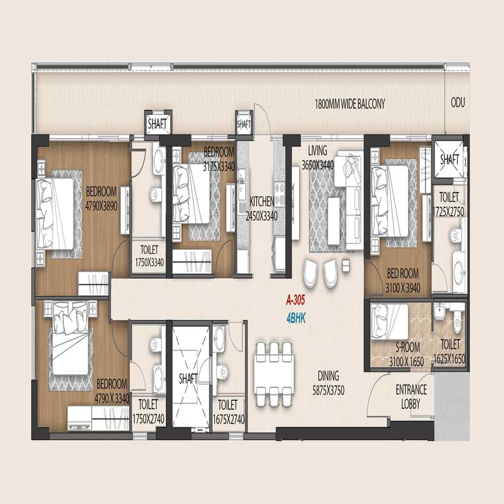 4 BHK 3040 Sq.Ft.