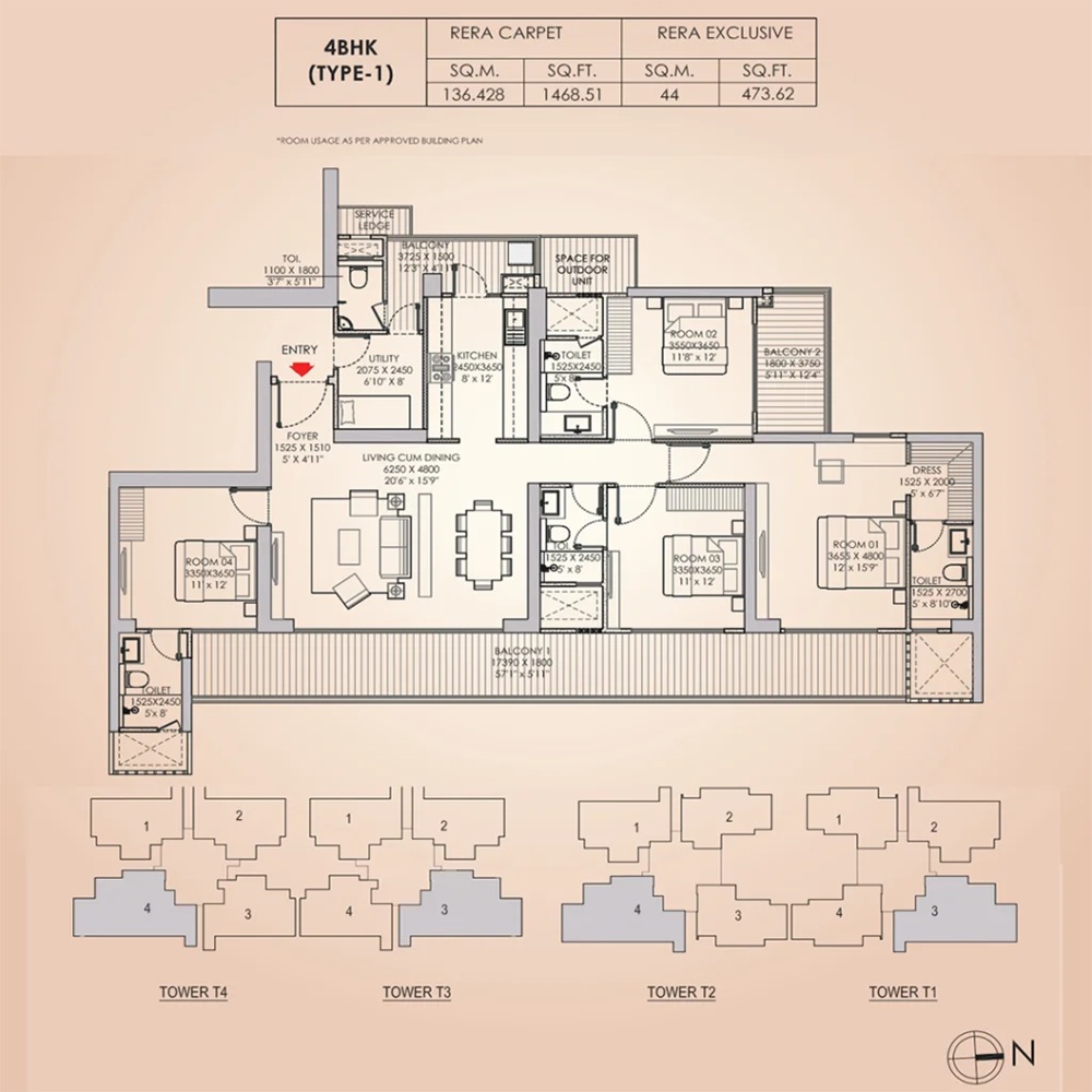 4-BHK 3562 Sq Ft.