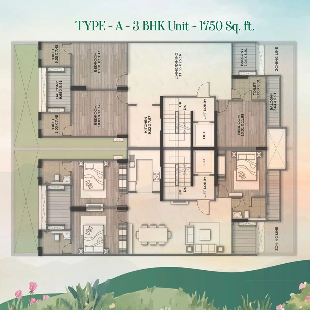 3 BHK 1750 Sq.Ft.