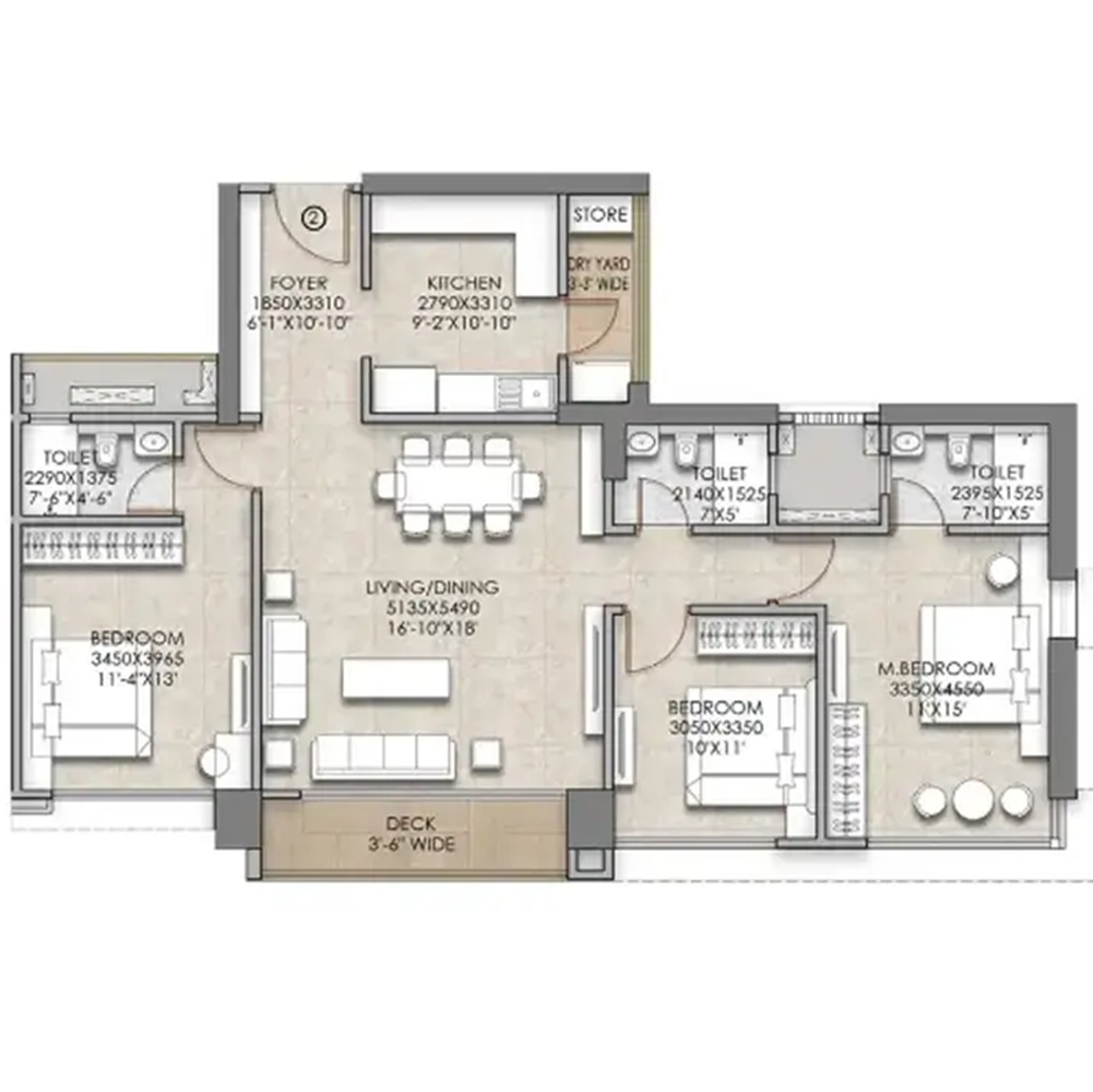 3.5 BHK 2342 Sq. Ft.