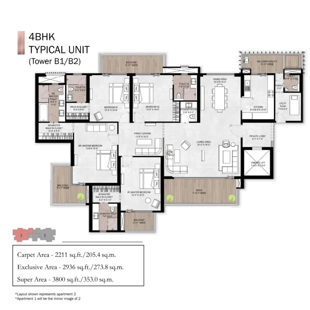 4 BHK 3800 Sq. Ft.