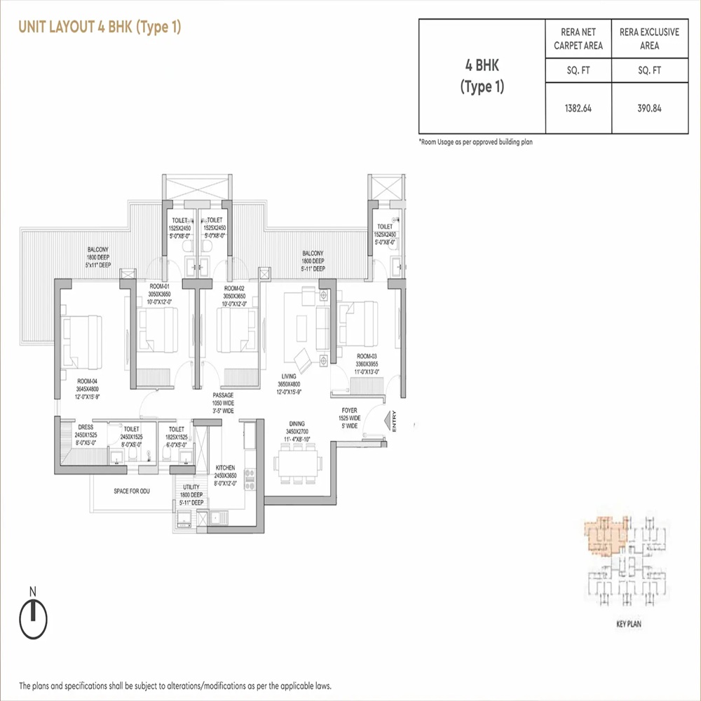 4 BHK 1382 Sq. Ft.
